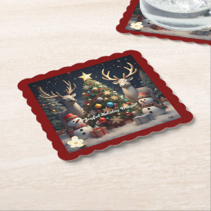 "Merry Christmas Wishes" Paper Coaster