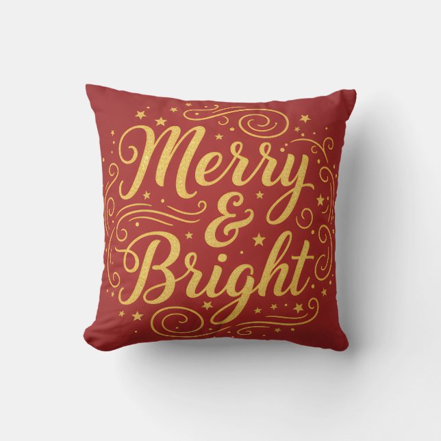 Merry Christmas Wishes to Brighten | Throw Pillow (Front)