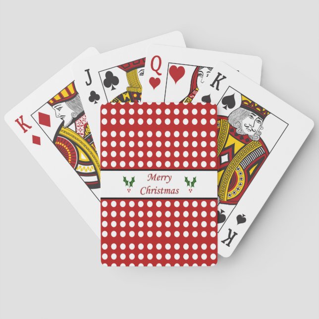 Merry Christmas with a Polka Dot pattern Playing Cards (Back)