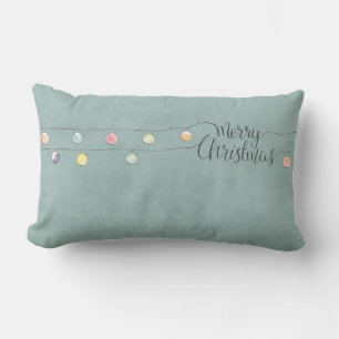 Merry Christmas with a String of Ornaments Lumbar Cushion