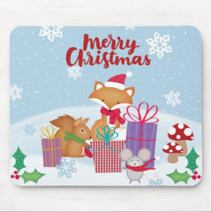 Merry Christmas with Animals Mouse Pad