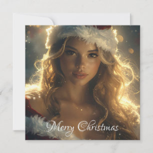 MERRY CHRISTMAS with beautiful Santa Angel  Holiday Card