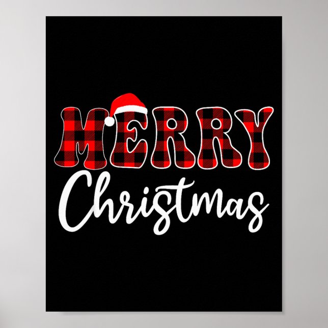 Merry Christmas With Black And Red Plaid Family Me Poster (Front)