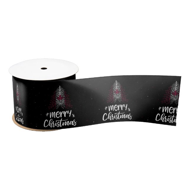 Merry Christmas with Canada flag Satin Ribbon (Spool)