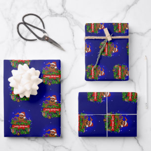 Merry Christmas with Christmas Rabbit Wrapping Paper Sheet