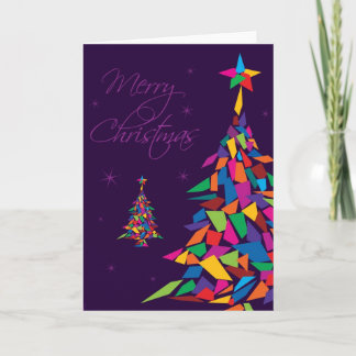Merry Christmas with colourful abstract tree Holiday Card