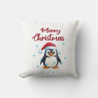 "Merry Christmas" With Cute Penguin Cushion