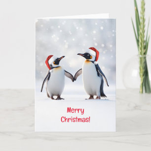 Merry Christmas with Cute Penguins in the Snow Card