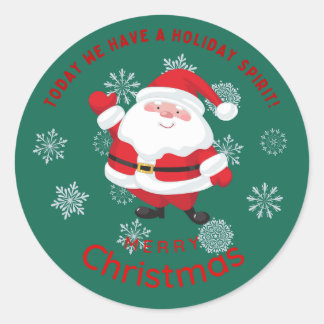 Merry christmas with Cute Santa Personalised Classic Round Sticker