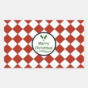 Merry Christmas with diamond pattern Rectangular Sticker