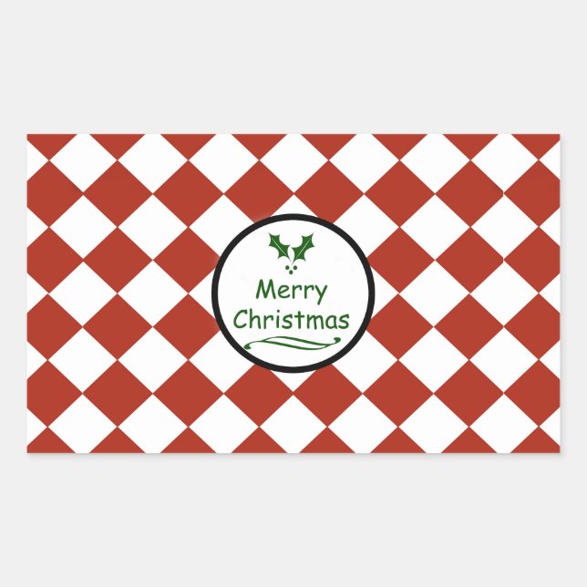 Merry Christmas with diamond pattern Rectangular Sticker (Front)