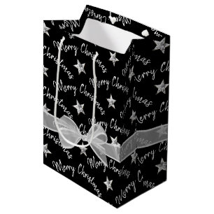 Merry Christmas with Diamond Stars  Medium Gift Bag