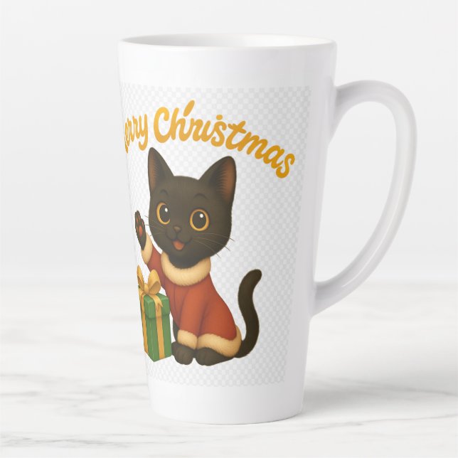 Merry Christmas with Emi the Black Cat Latte Mug (Right)
