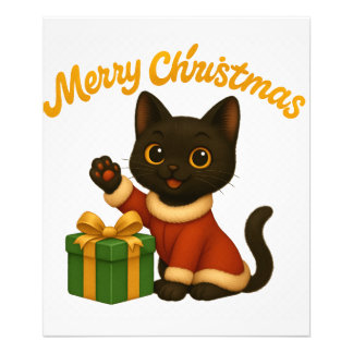 Merry Christmas with Emi the Black Cat Photo Print