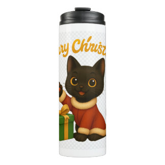 Merry Christmas with Emi the Black Cat Thermal Tumbler