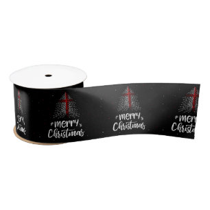 Merry Christmas with England flag Satin Ribbon