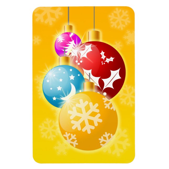 Merry Christmas with Festive Holiday Ornaments Magnet (Vertical)