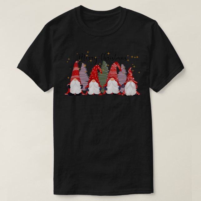 Merry Christmas with Four Cute Gnomes Classic TShi T-Shirt (Design Front)