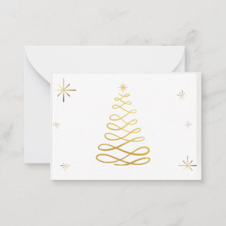 Merry Christmas with Gold Tree Note Card