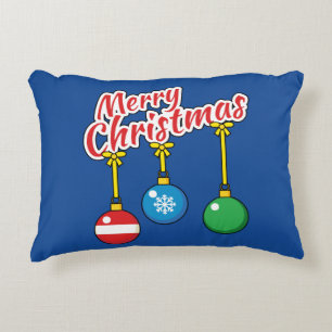 Merry Christmas with Hanging Balls Decorative Cushion