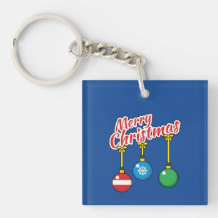 Merry Christmas with Hanging Balls Key Ring
