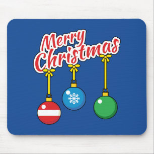Merry Christmas with Hanging Balls Mouse Pad