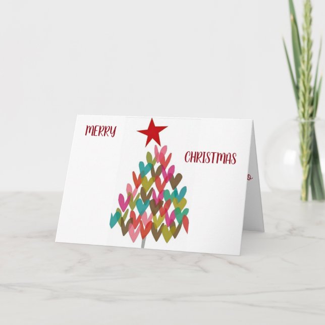 ***MERRY CHRISTMAS with HEART TREE** Holiday Card (Front)