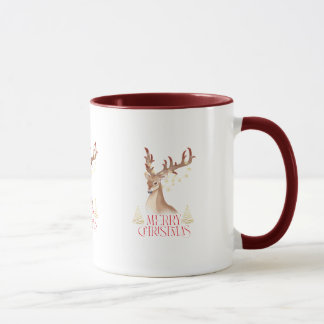 Merry Christmas with Illustrated Deer  Mug