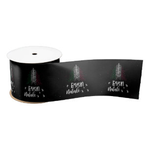 Merry Christmas with Italy flag Satin Ribbon