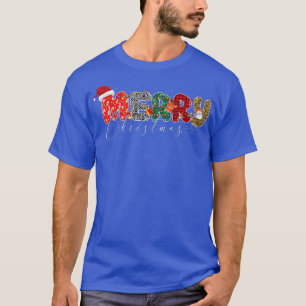 Merry Christmas With Leopard Red Plaid Pattern Men T-Shirt