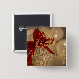 Merry christmas with light balls 15 cm square badge