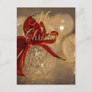 Merry christmas with light balls holiday postcard