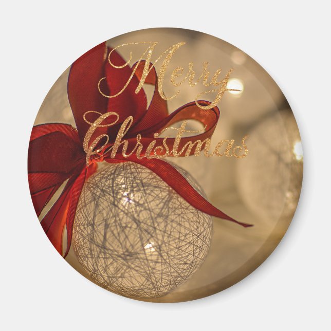 Merry christmas with light balls   magnet (Front)