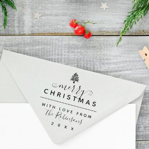 Merry Christmas With Love   Custom Script Gift Tag Self-inking Stamp