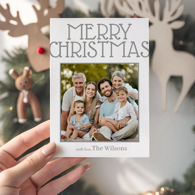 Merry Christmas With Love Family Name Personalised Holiday Card (Creator Uploaded)