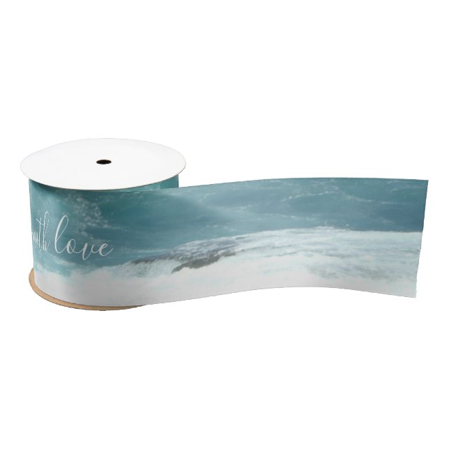 Merry Christmas With Love Ocean Satin Ribbon (Spool)