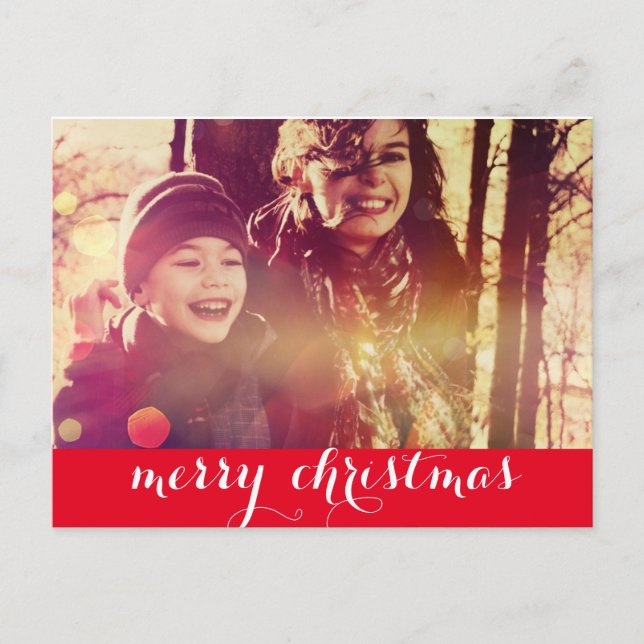 Merry Christmas with Love Photo Holiday Postcard (Front)