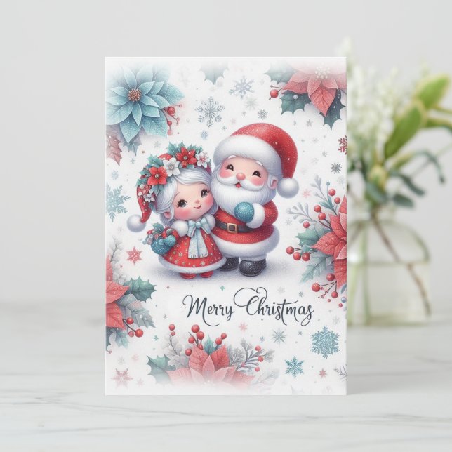 Merry Christmas with Mr. and Mrs. Claus Holiday Card (Standing Front)