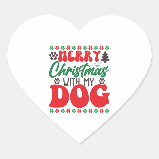 Merry Christmas with my Dog-01 Heart Sticker (Front)