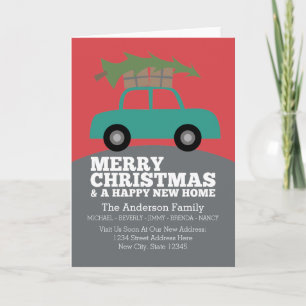 Merry Christmas with New Home Address Moving Holiday Card