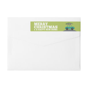 Merry Christmas with New Home Address Moving Wrap Around Label