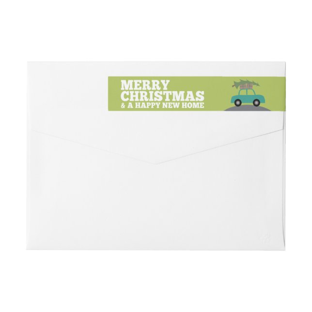Merry Christmas with New Home Address Moving Wrap Around Label (Back)