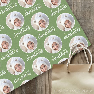 Merry Christmas with One Circle Photo - green Tissue Paper