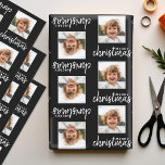 Merry Christmas with One Square Photo black Wrapping Paper Sheet<br><div class="desc">Add one picture to this cute holiday illustration - perfect for the kids. A simple and modern photo to make a memorable wrap under your tree.</div>