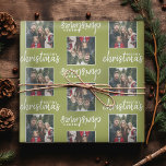 Merry Christmas with One Square Photo - lime green Wrapping Paper<br><div class="desc">Add one picture to this cute holiday illustration - perfect for the kids. A simple and modern photo to make a memorable wrap under your tree.</div>