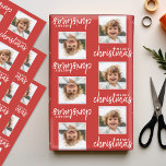 Merry Christmas with One Square Photo red Wrapping Paper Sheet<br><div class="desc">Add one picture to this cute holiday illustration - perfect for the kids. A simple and modern photo to make a memorable wrap under your tree.</div>