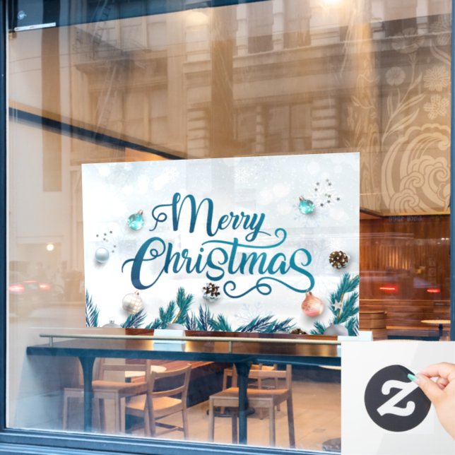 Merry Christmas with Ornaments (Cafe Window)