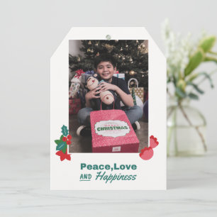 Merry Christmas with Peace, Love & Happiness Card