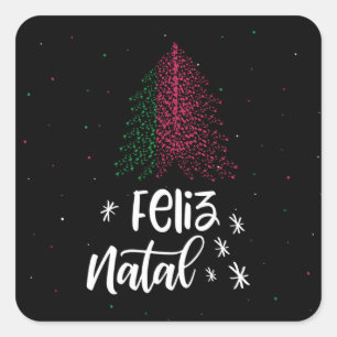 Merry Christmas with Portugal flag Square Sticker