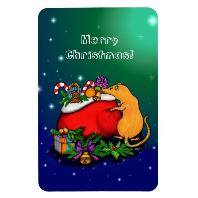 Merry Christmas with Rat Prince Magnet (Vertical)